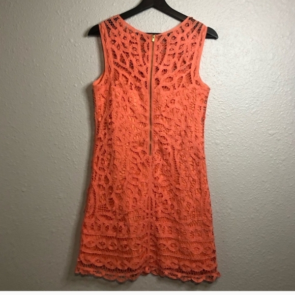 Lilly Pulitzer Tabitha Batt It Up Lace Dress SALMON orange FLORAL Crochet Small - Picture 8 of 11